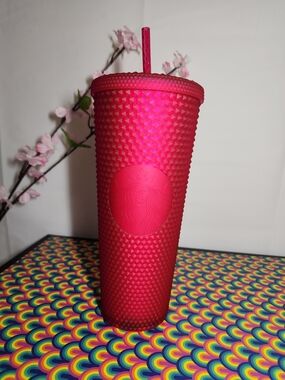 Starbucks Hot Pink Studded Tumbler with Straw